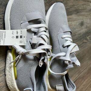 adidas Gray Athletic Shoes with White and Yellow Accents
